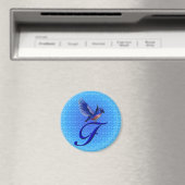 Monogram Initiaal F met Blauwe Vogel Magneet (Insitu (Vaatwasser))