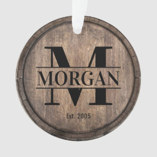 Monogram Initiaal Familienaam Faux Wooden Ornament