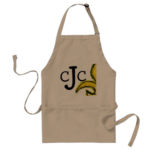 Monogram Initiaal Fluer de Lis Apron Standaard Schort (Voorkant)