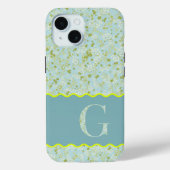 MONOGRAM INITIAAL G ACQUA KLEINE BLOEMEN Case-Mate iPhone CASE (Achterkant)