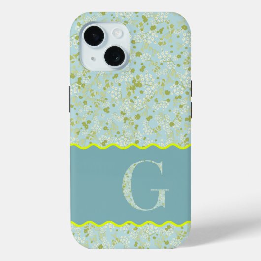 MONOGRAM INITIAAL G ACQUA KLEINE BLOEMEN Case-Mate iPhone CASE (Achterkant)