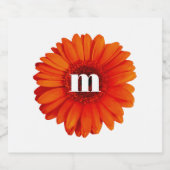 Monogram Initiaal Gerbera Daisy Sparkling Wijnetiket (Enkel label)