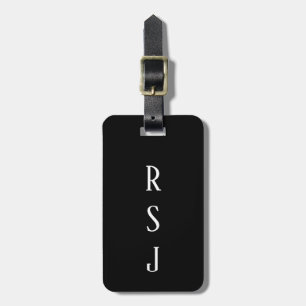 Monogram Initiaal Geschenk Aangepaste Naam Zwart W Bagagelabel