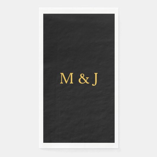 Monogram Initiaal Gold Black Aangepaste naam Moder Servet (Voorkant)