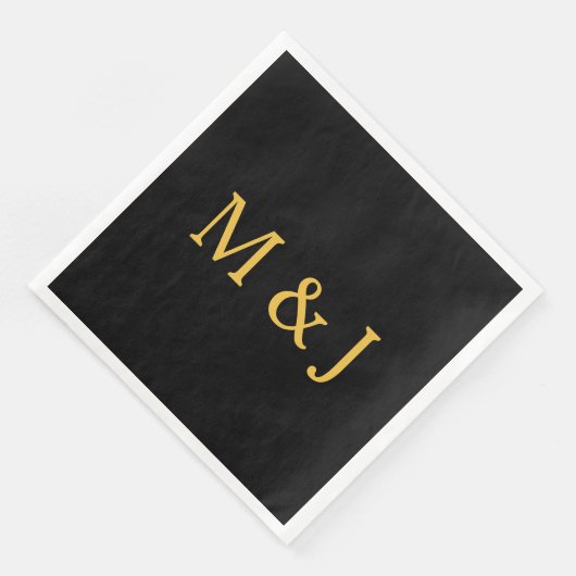 Monogram Initiaal Gold Black Aangepaste naam Moder Servet (Hoek)