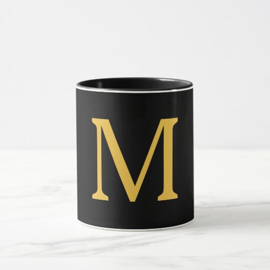 Monogram Initiaal Gold Black Cadeaucode Mok (Midden)