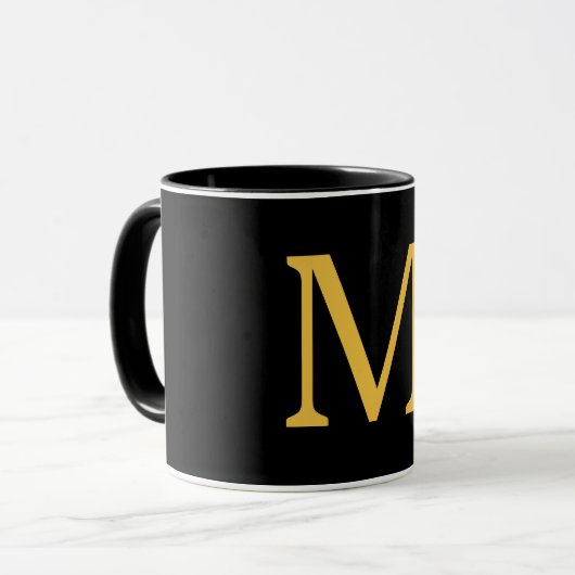 Monogram Initiaal Gold Black Cadeaucode Mok (Voorkant links)