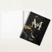 Monogram Initiaal Gold Black marmer Planner (Display)