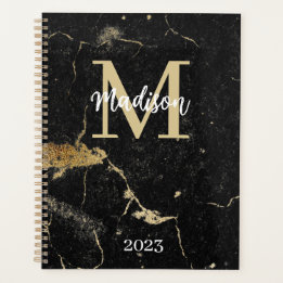 Monogram Initiaal Gold Black marmer Planner