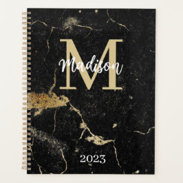 Monogram Initiaal Gold Black marmer Planner
