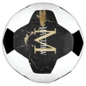 Monogram Initiaal Gold Black marmer Voetbal (Gedraaid)