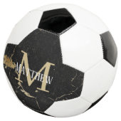 Monogram Initiaal Gold Black marmer Voetbal (Drie kwart)