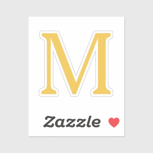 Monogram Initiaal Gold Golden Yellow Custom Name Sticker (Vel)