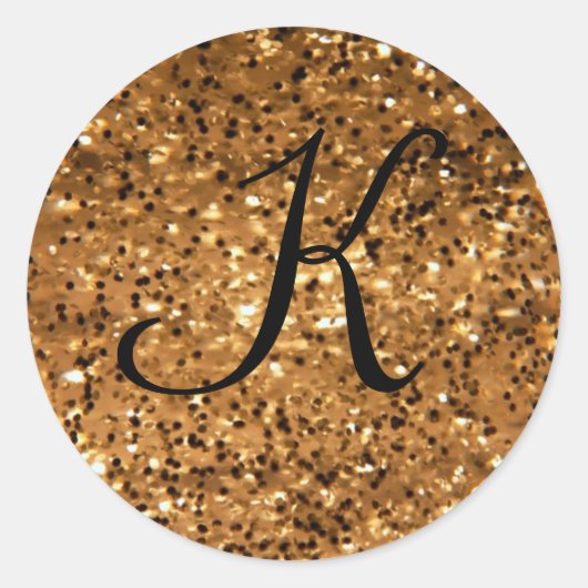 Monogram Initiaal Gold Sjabloon Ronde Sticker (Voorkant)