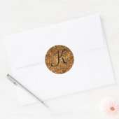 Monogram Initiaal Gold Sjabloon Ronde Sticker (Envelop)
