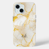 Monogram Initiaal goud geel wit marmer Case-Mate iPhone Case (Achterkant)