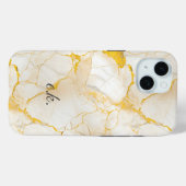 Monogram Initiaal goud geel wit marmer Case-Mate iPhone Case (Achterkant (horizontaal))