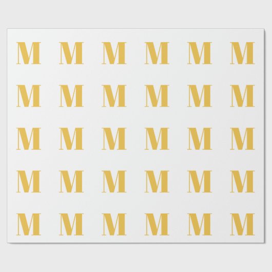 Monogram Initiaal Goud Gouden Wit Custom Name Cadeaupapier (Vlak)