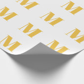 Monogram Initiaal Goud Gouden Wit Custom Name Cadeaupapier (Hoek)