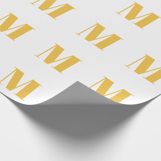 Monogram Initiaal Goud Gouden Wit Custom Name Cadeaupapier (Hoek)