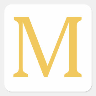 Monogram Initiaal Goud Goudgeel Aangepaste Naam Vierkante Sticker