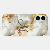 Monogram Initiaal Goud Grijs Wit Marmer Aquarel Case-Mate iPhone Case (Achterkant (horizontaal))