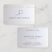 Monogram Initiaal Goud Zilver Elegante Sjabloon Visitekaartje (Voorkant / Achterkant)