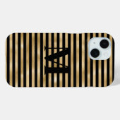 Monogram Initiaal Goud Zwart Gestreept Case-Mate iPhone Case (Achterkant (horizontaal))