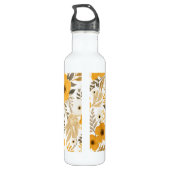 Monogram Initiaal Goudbruin Wit Bloemen Botanisch Waterfles (Achterkant)
