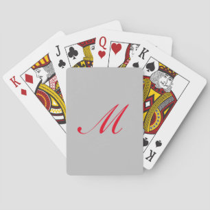 Monogram Initiaal grijs rood uniek Pokerkaarten