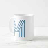 Monogram Initiaal Grote Print Zomer Blauw & Wit Koffiemok (Voorkant links)