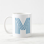 Monogram Initiaal Grote Print Zomer Blauw & Wit Koffiemok (Links)