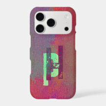 Monogram Initiaal Grunge Funky Paars Groen Kunst