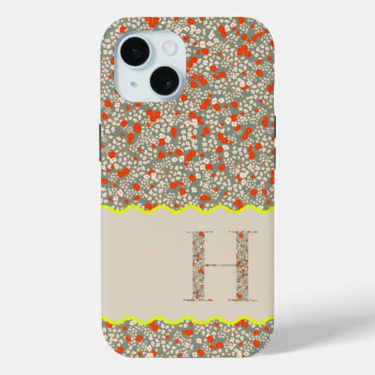 MONOGRAM INITIAAL H GROENE EN RODE KLEINE BLOEMETJ Case-Mate iPhone CASE (Achterkant)