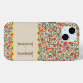 MONOGRAM INITIAAL H GROENE EN RODE KLEINE BLOEMETJ Case-Mate iPhone CASE (Achterkant (horizontaal))