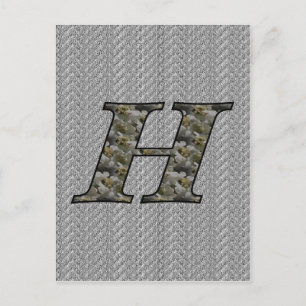 Monogram Initiaal H Hydrangea Bloemen Briefkaart