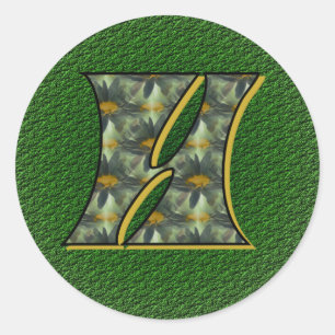 Monogram Initiaal H Madeliefjes Bloem Kunst Ronde Sticker