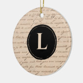 Monogram Initiaal handgeschreven papier Antiek let Keramisch Ornament (Links)