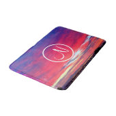 Monogram Initiaal Heet Roze Blauw Zonsondergang Fo Badmat (Gekanteld)