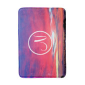 Monogram Initiaal Heet Roze Blauw Zonsondergang Fo Badmat (Voorkant Verticaal)