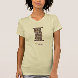 Monogram Initiaal I Vintage Bloemmotief Persoonlij T-shirt