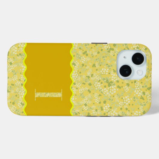 MONOGRAM INITIAAL I YELLOW LITTLE FLOWERS Case-Mate iPhone CASE (Achterkant (horizontaal))