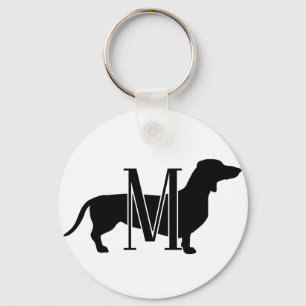 Monogram Initiaal Ik Hou Van Dachshunds Silhouet Sleutelhanger