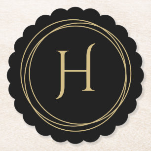 Monogram Initiaal in Circles Rond Kartonnen Onderzetters