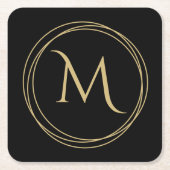 Monogram Initiaal in cirkels Vierkante Kartonnen Onderzetter (Voorkant)