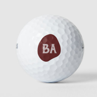 Monogram Initiaal in Roze op Bourgondisch Bubbel Golfballen