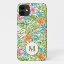 Monogram Initiaal iPhone Gepersonaliseerd tropisch