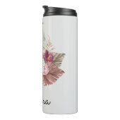 Monogram Initiaal J Pink Boho Girly Floral Thermosbeker (Geroteerd rechts)