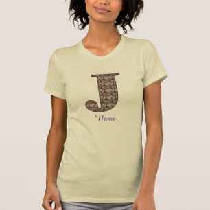 Monogram Initiaal J Vintage Bloem Motief Persoonli T-shirt