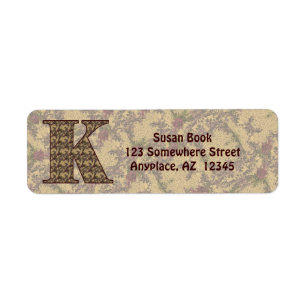 Monogram Initiaal K Vintage Bloem Motief Retouradr Etiket